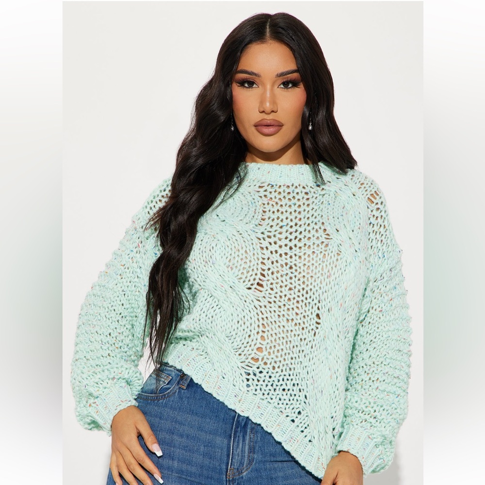 Fashion Nova Mint Knit Sweater